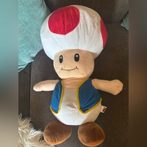 Super Mario Toad Plush Toy - Red and White 21”